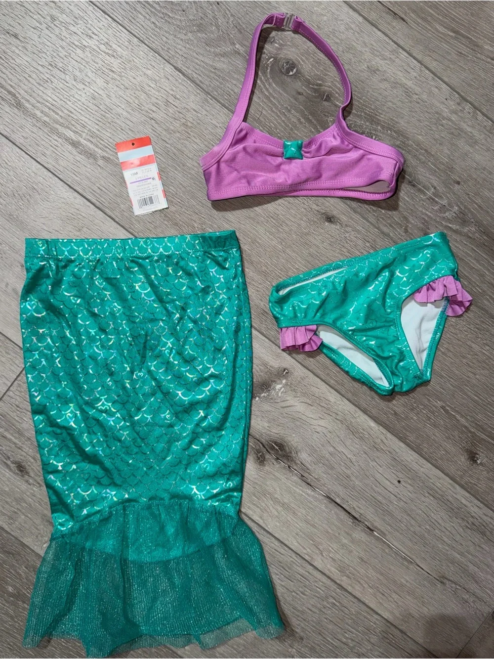 Cat & Jack Mermaid swimsuit Skirt Bikini Set with Purple Top 18 moths new